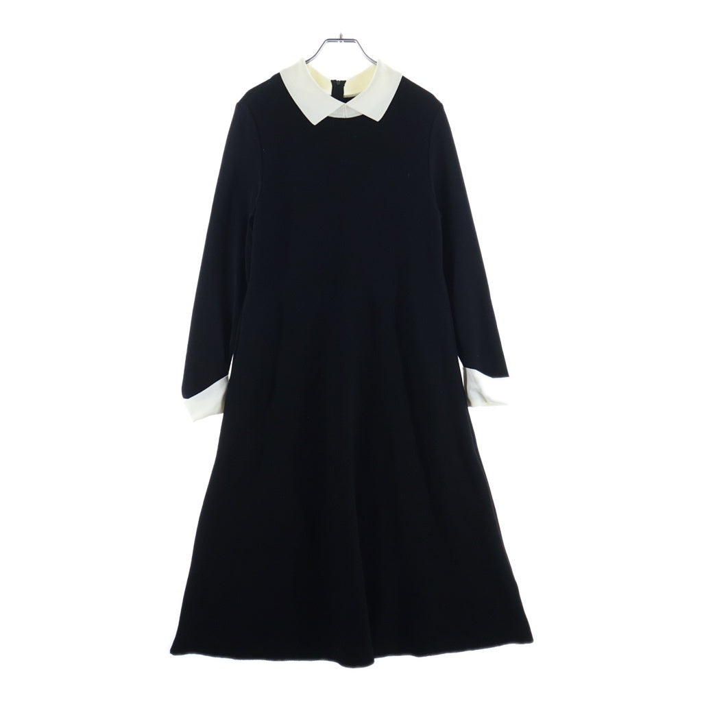 FOXEY(フォクシー) ウール 襟付き 長袖 ニットワンピース ニットドレス ロングワンピース オードリー #38 ブラック 45450 レディース