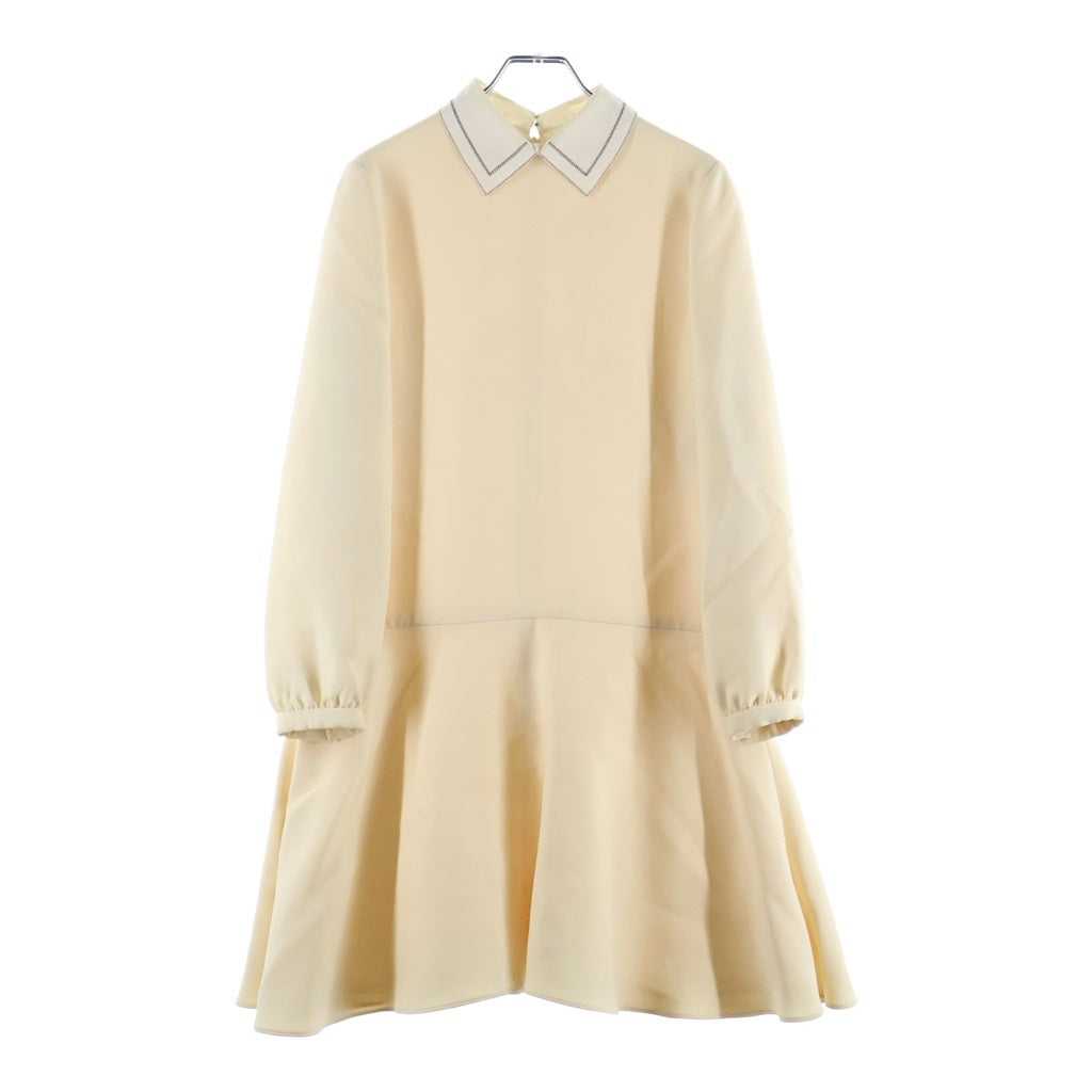 Christian Dior(クリスチャンディオール) 襟付き ウール×シルク 長袖 ワンピース チュニック #34 アイボリー 841D06A1166 レディース