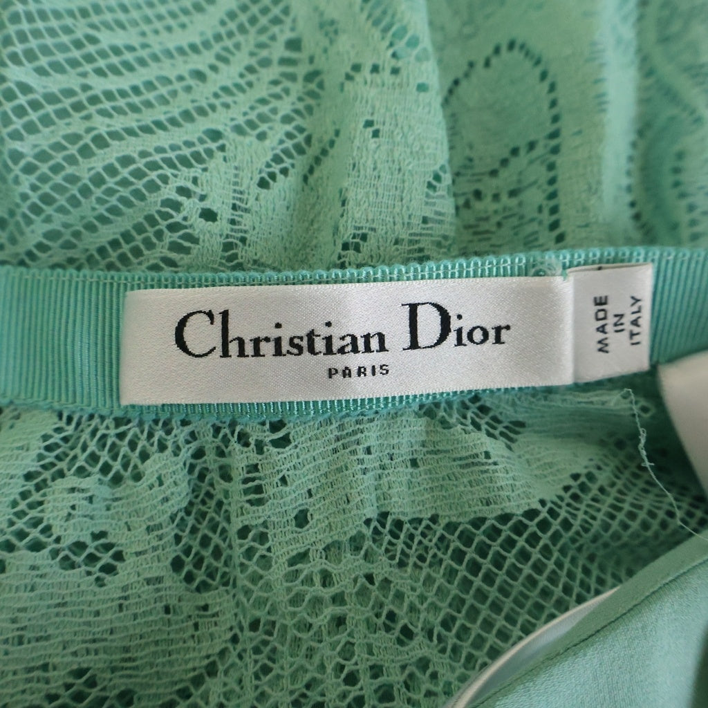 Christian Dior(クリスチャンディオール) レース コットン×ナイロン ミディスカート フレアスカート ロングスカート #34 ミントグリーン 441J75A8986 レディース