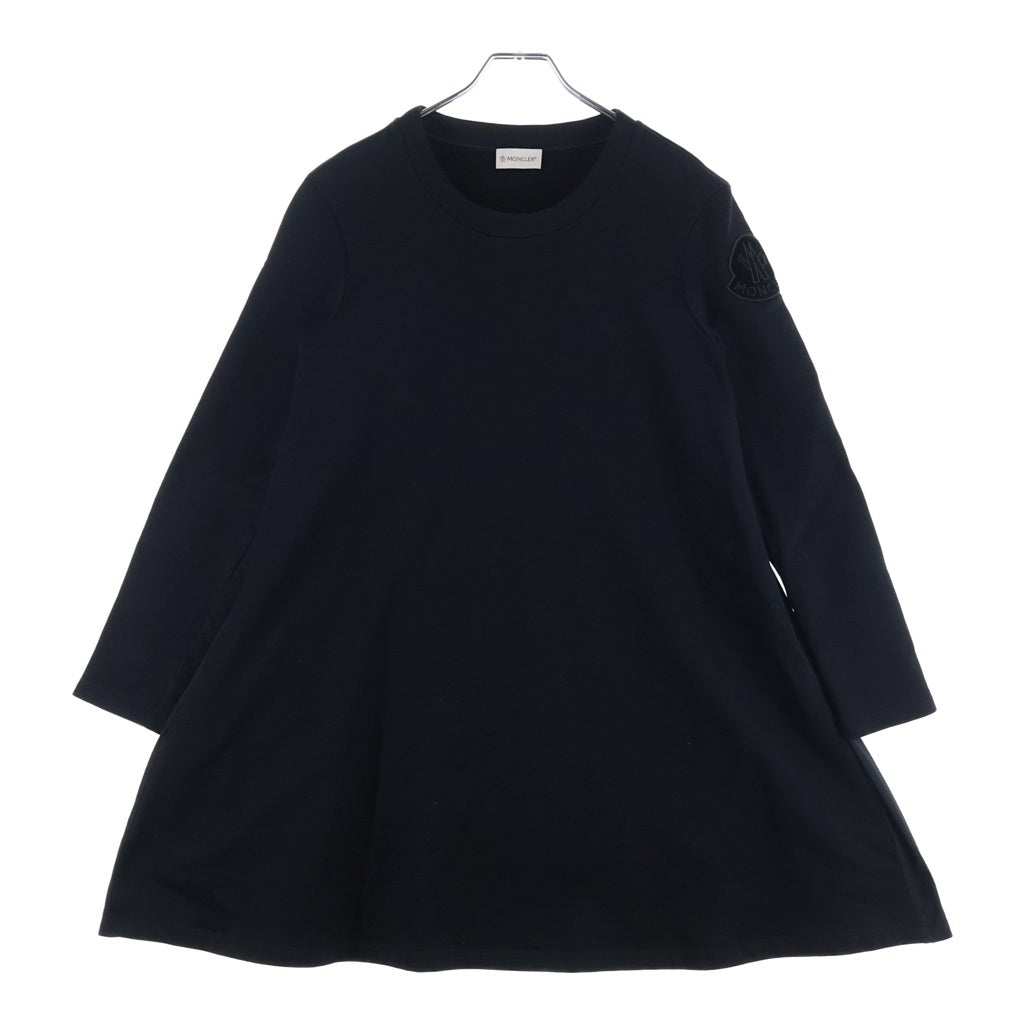 MONCLER(モンクレール) ABITO ロゴワッペン コットン×ポリエステル 切替ワンピース 長袖 ミディ丈 ワンピース #XS ブラック D20938550800 レディース