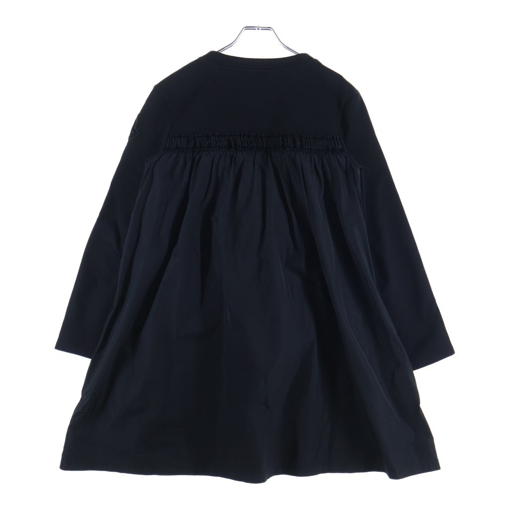 MONCLER(モンクレール) ABITO ロゴワッペン コットン×ポリエステル 切替ワンピース 長袖 ミディ丈 ワンピース #XS ブラック D20938550800 レディース