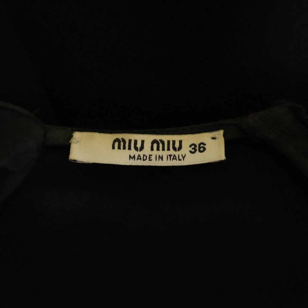 miumiu(ミュウミュウ) ウエスト切替 トリアセテート×ポリエステル ノースリーブ ワンピース ドレス #36 ブラック MF2223 レディース