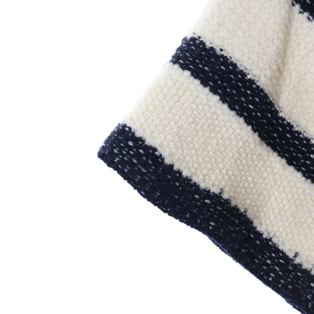 Christian Dior(クリスチャンディオール) 23SS ボーダー ストライプ コットン×ウール 半袖 ワンピース #34 ホワイト/ネイビー 314R14AM726 レディース