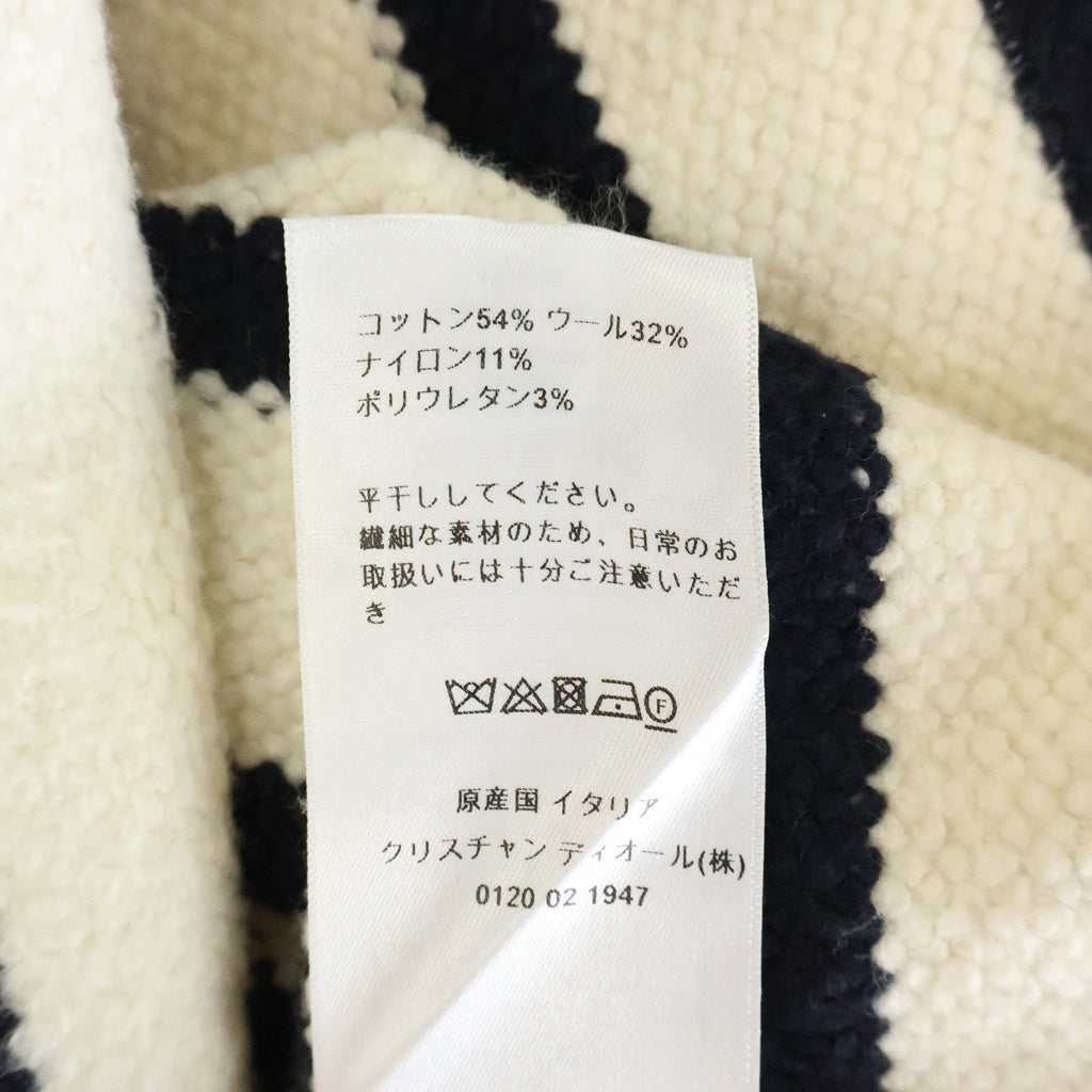 Christian Dior(クリスチャンディオール) 23SS ボーダー ストライプ コットン×ウール 半袖 ワンピース #34 ホワイト/ネイビー 314R14AM726 レディース