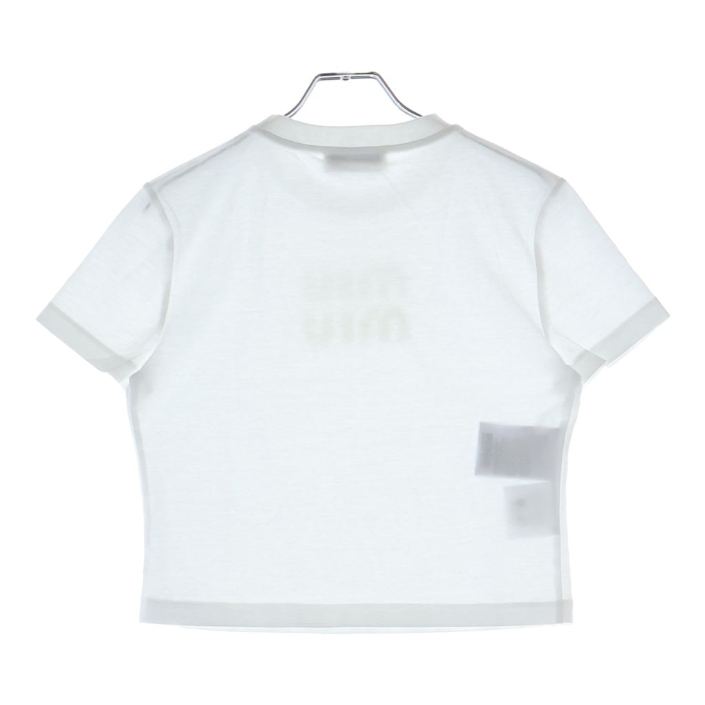 miumiu(ミュウミュウ) ロゴ コットン 半袖 Tシャツ カットソー #XS ホワイト MJN483 レディース