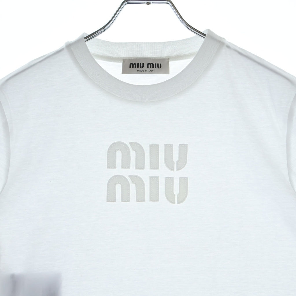 miumiu(ミュウミュウ) ロゴ コットン 半袖 Tシャツ カットソー #XS ホワイト MJN483 レディース