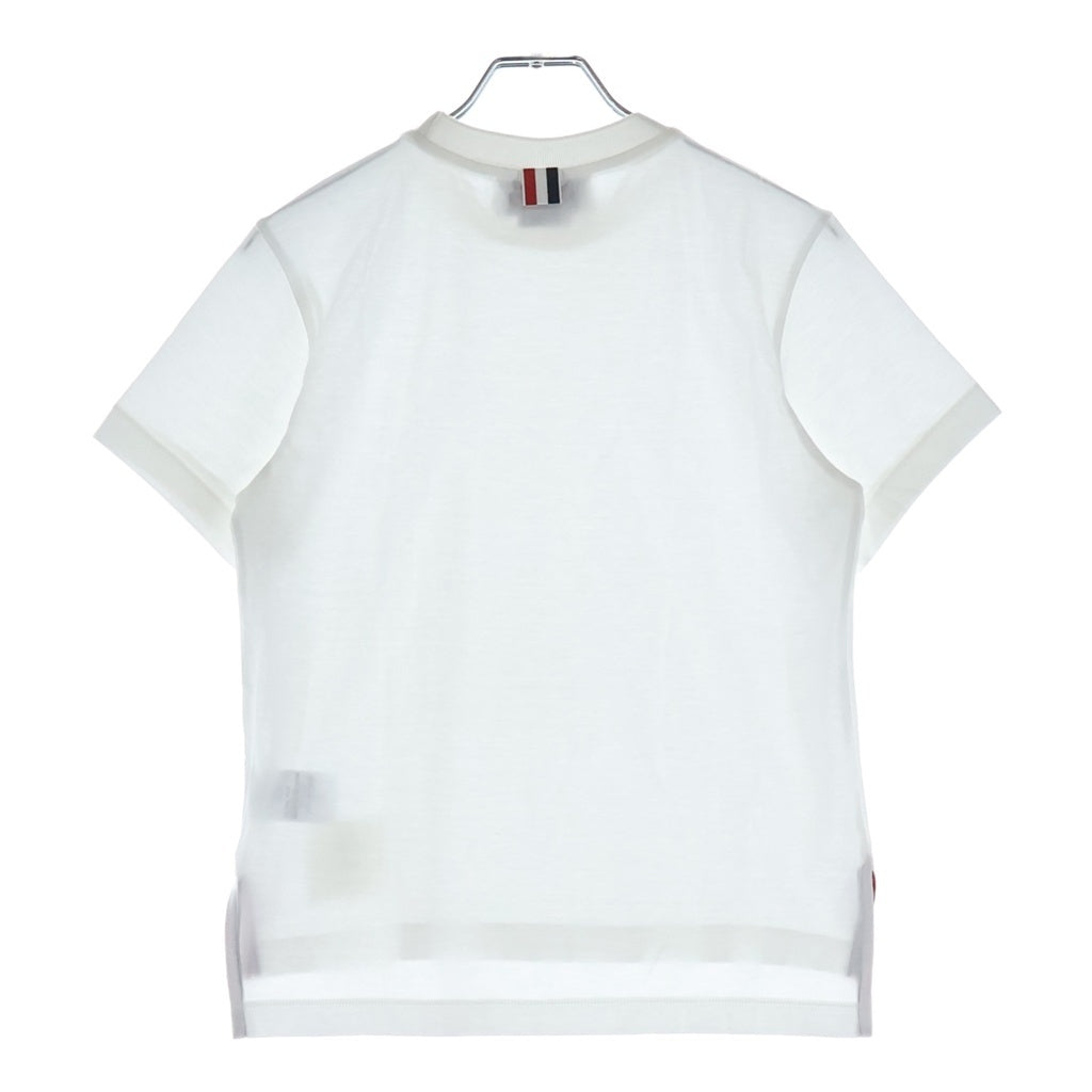 THOM BROWNE(トムブラウン) コットン ジャージー リラックス サイドスリット 半袖 Tシャツ カットソー #38 ホワイト FJS036A レディース