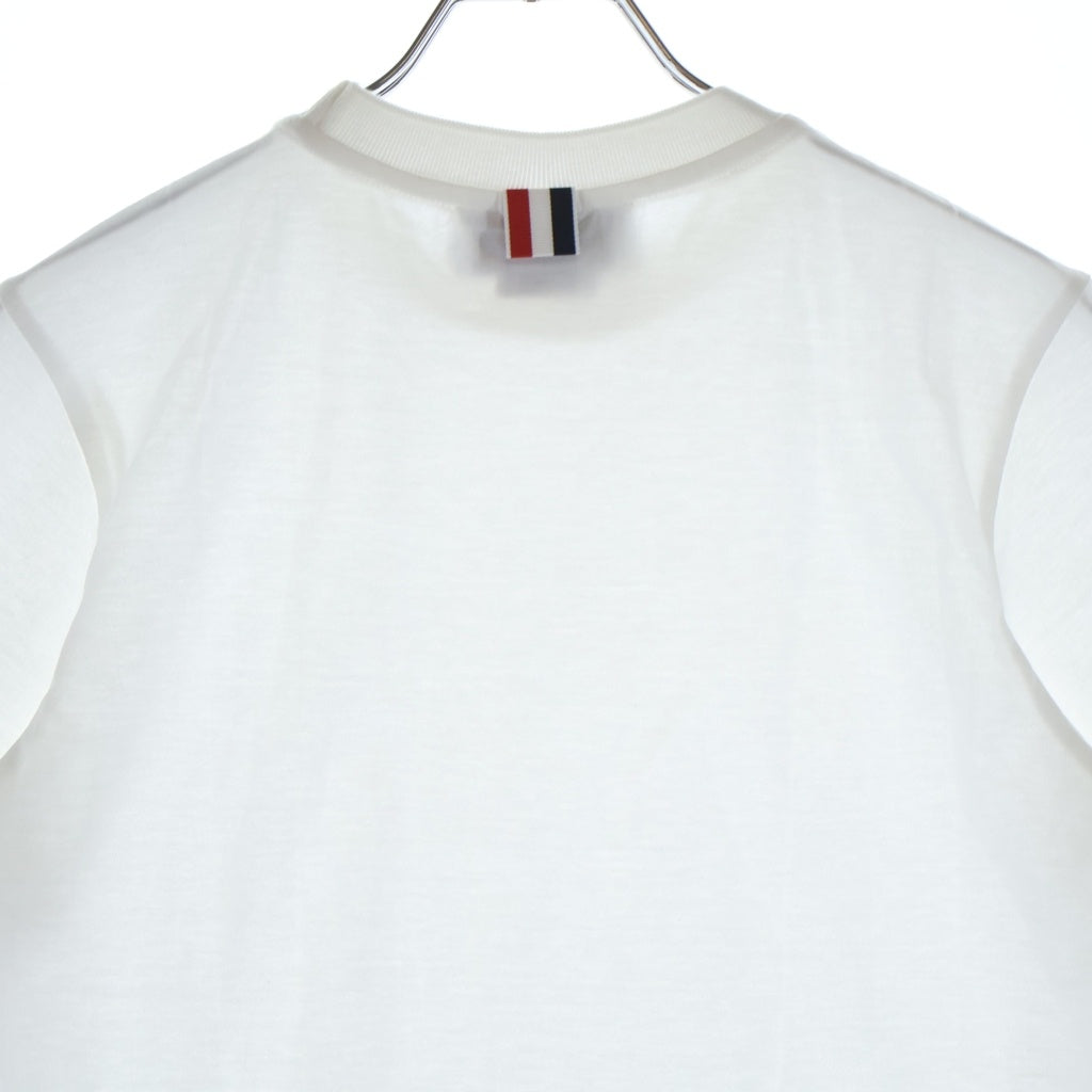 THOM BROWNE(トムブラウン) コットン ジャージー リラックス サイドスリット 半袖 Tシャツ カットソー #38 ホワイト FJS036A レディース