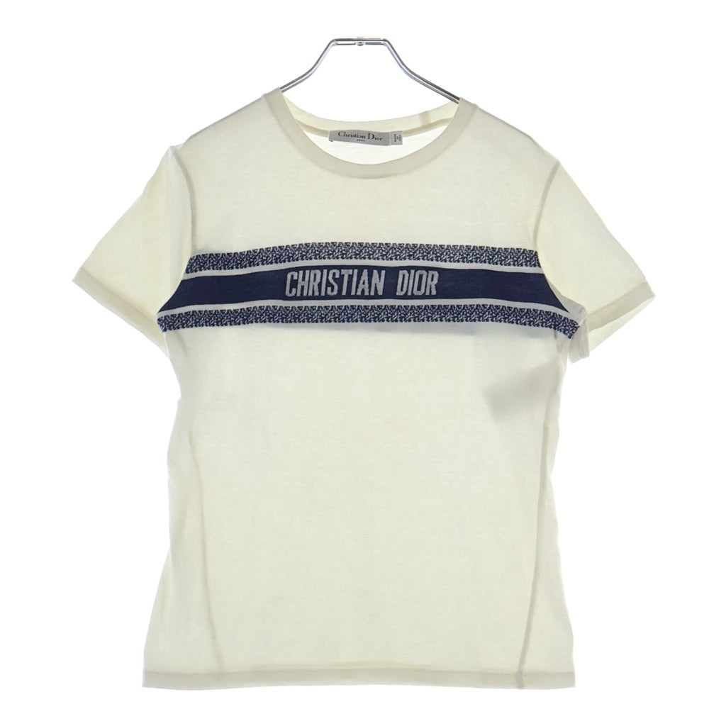 Christian Dior(クリスチャンディオール) シグネチャーバンド ロゴ コットン 半袖 Tシャツ カットソー #XS ホワイト 143T04A4043 レディース