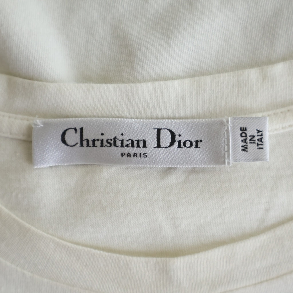 Christian Dior(クリスチャンディオール) シグネチャーバンド ロゴ コットン 半袖 Tシャツ カットソー #XS ホワイト 143T04A4043 レディース