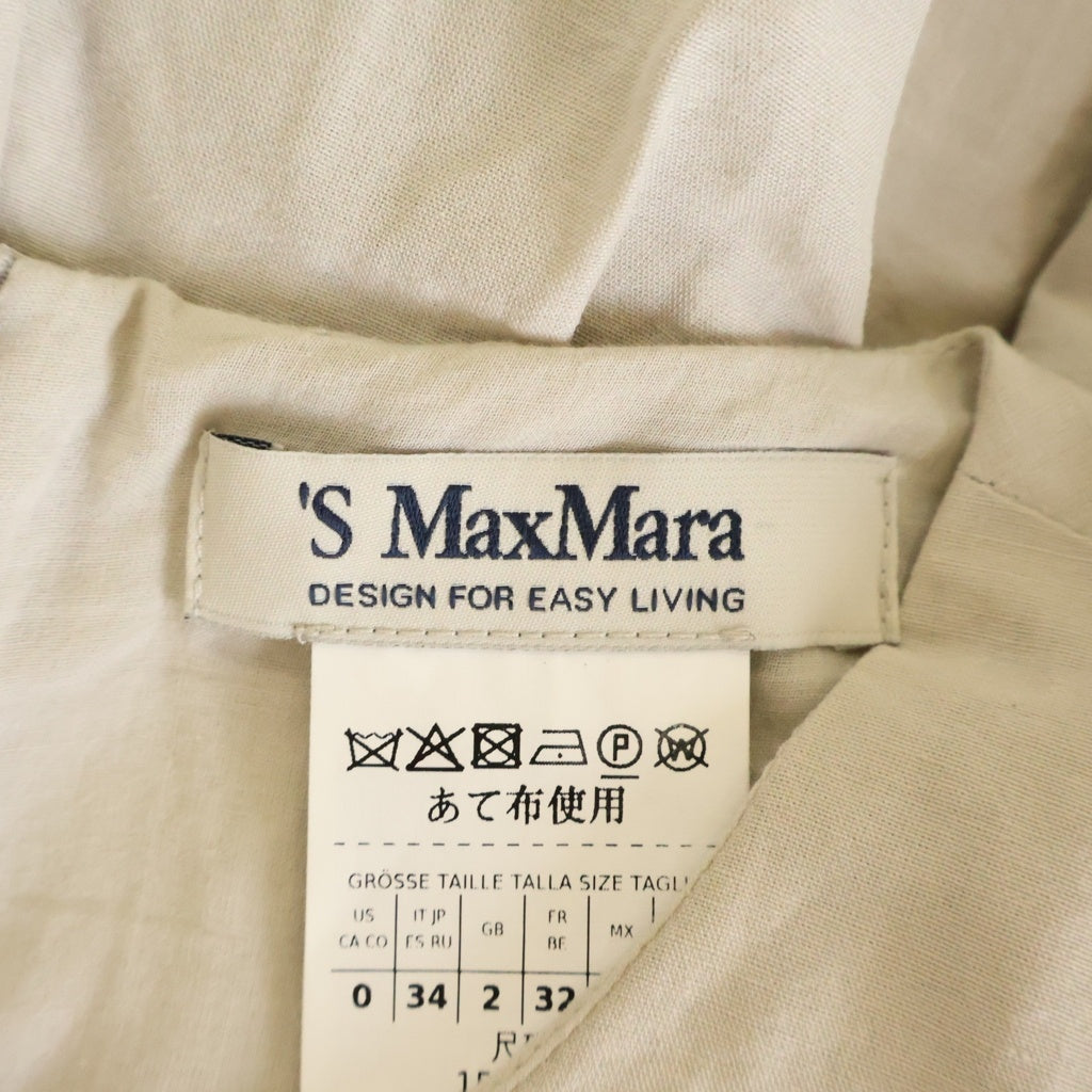 S MAX MARA(エス マックスマーラ) コットン×リネン ウエスト切替 ノースリーブ ワンピース ロングワンピース #34 ベージュ 23922109326 レディース