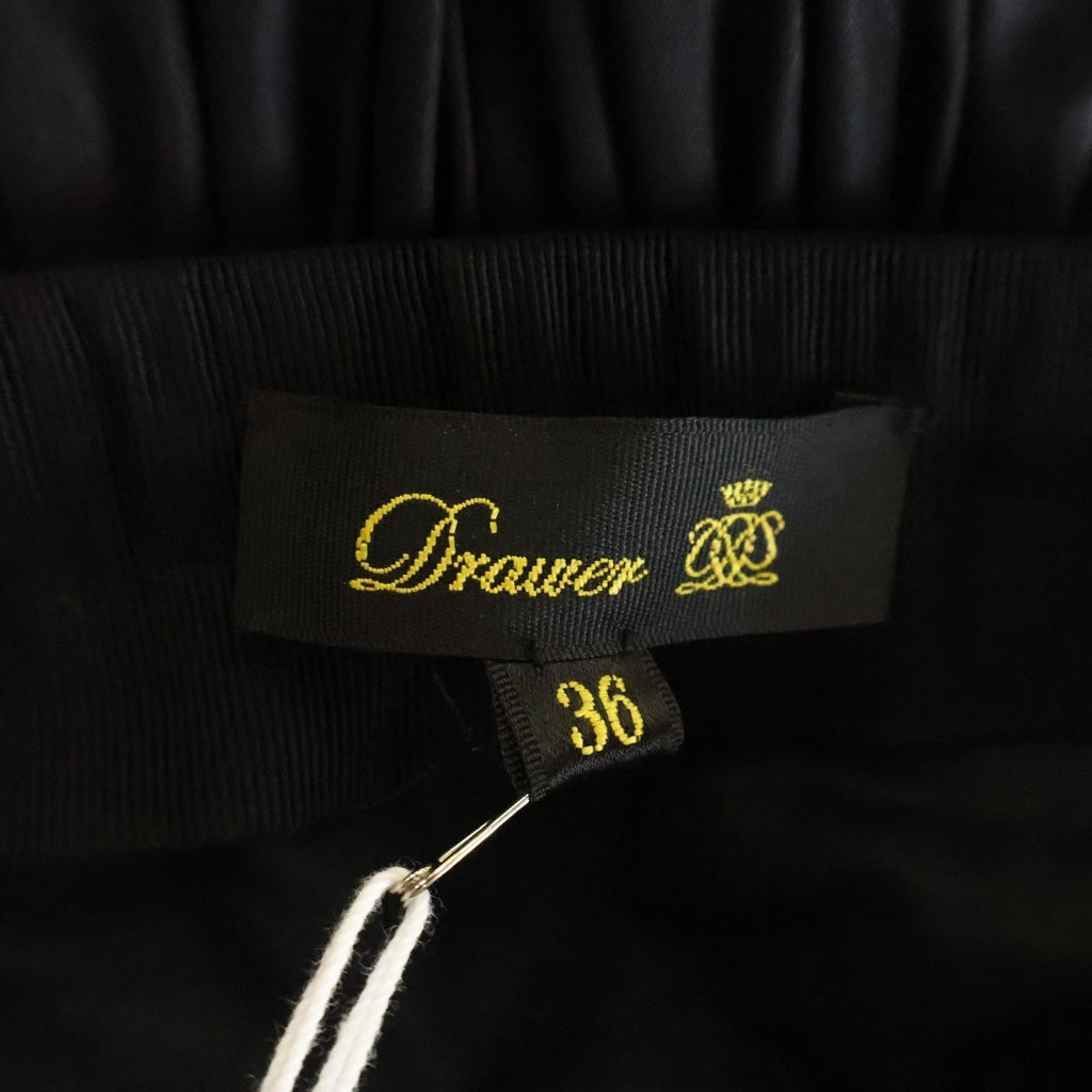 DRAWER(ドゥロワー) コットン プリーツ ロングスカート フレアスカート #38 ブラック レディース