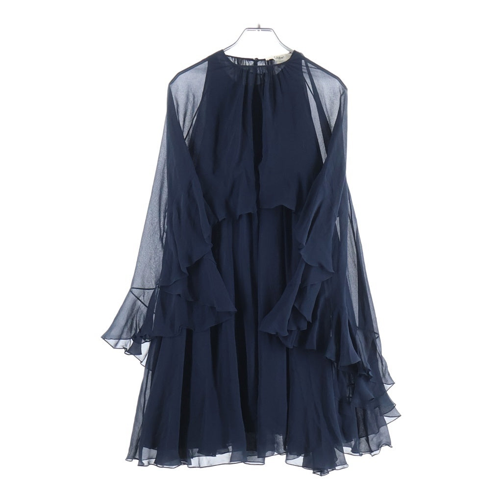 Chloe(クロエ) シルク レースワンピース セットワンピース ノースリーブ ドレス #34 ネイビー レディース