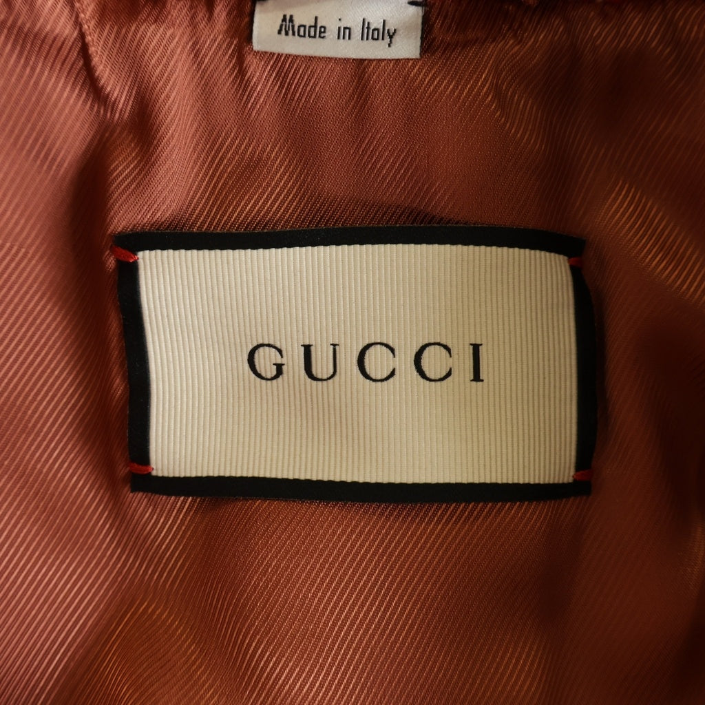 GUCCI(グッチ) ウール ヘリンボーンロングチェスターコート イタリア製 レッド 538302 レディース