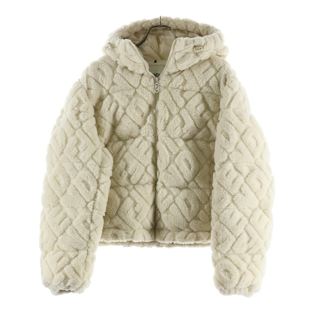 FENDI(フェンディ) FFウール フーデッドブルゾン ジップアップ ジャケット フード アイボリー FAN133 AQB1 レディース