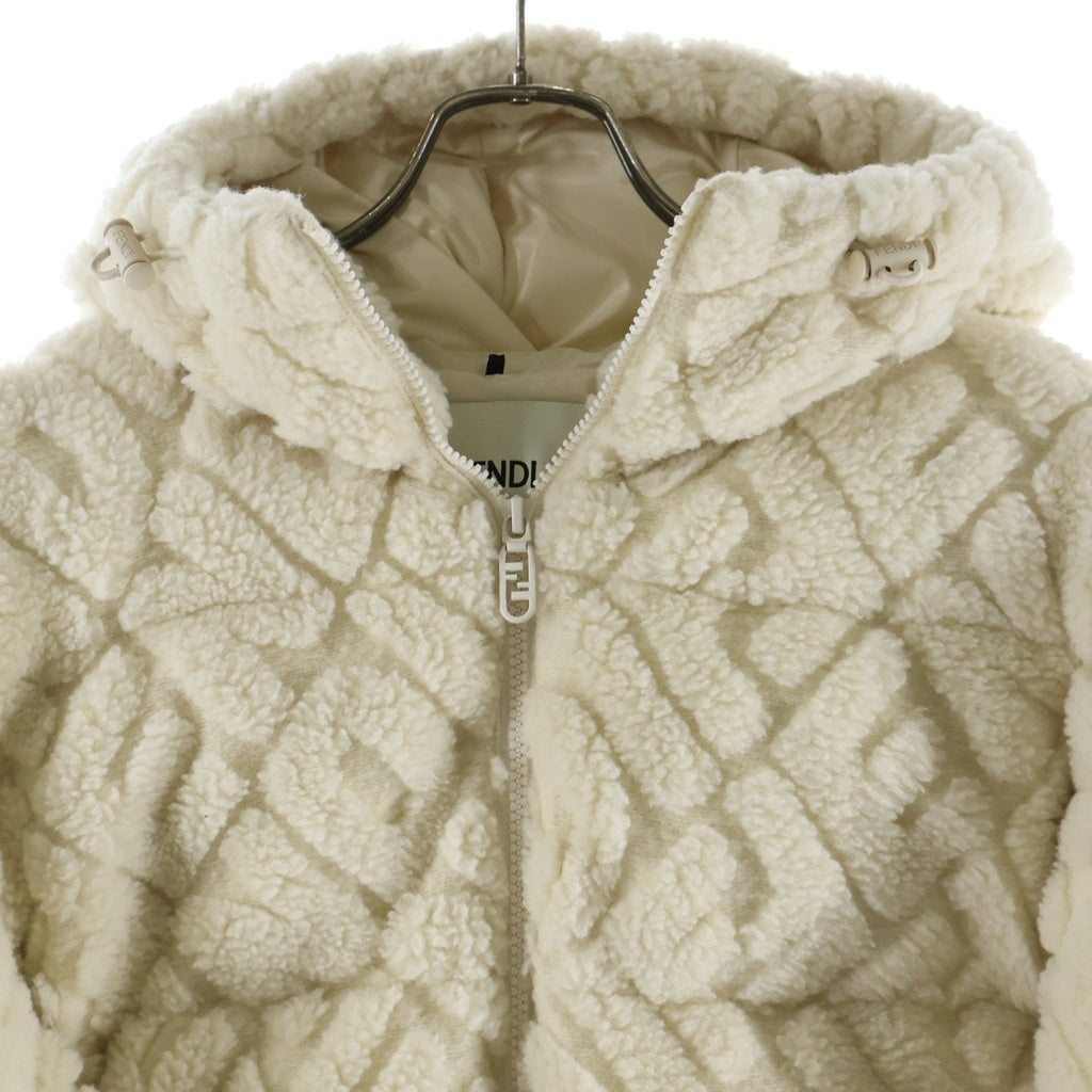 FENDI(フェンディ) FFウール フーデッドブルゾン ジップアップ ジャケット フード アイボリー FAN133 AQB1 レディース