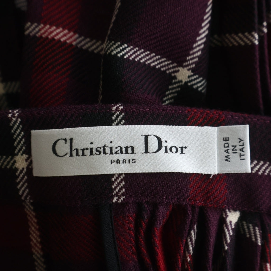 Christian Dior(クリスチャンディオール) プリーツスカート レッド/パープル #34 351J33A1463 レディース