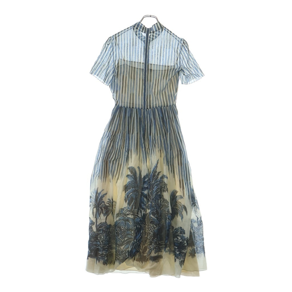 Christian Dior(クリスチャンディオール) 21SS Dior Palms Short Sleeve Shirt Midi Dress パームズ 半袖ドレス ワンピース ハーフボタン ブルー/ブラック/ホワイト 121R43A3659 レディース