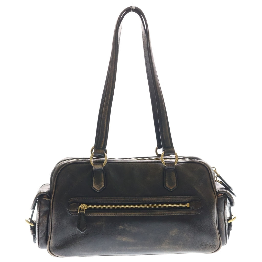 miumiu(ミュウミュウ) トップハンドル ナッパレザー ハンドバッグ ショルダーバッグ ブラウン 5BB179 レディース