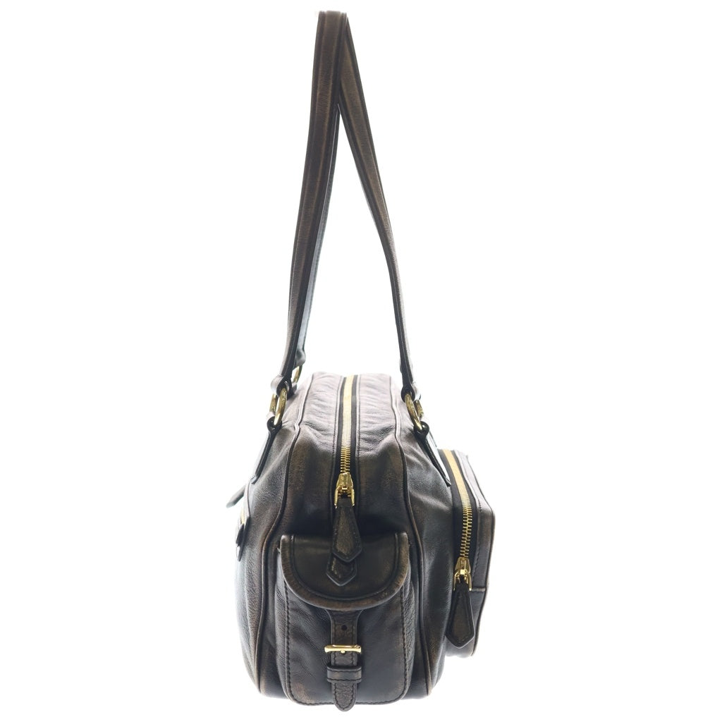 miumiu(ミュウミュウ) トップハンドル ナッパレザー ハンドバッグ ショルダーバッグ ブラウン 5BB179 レディース