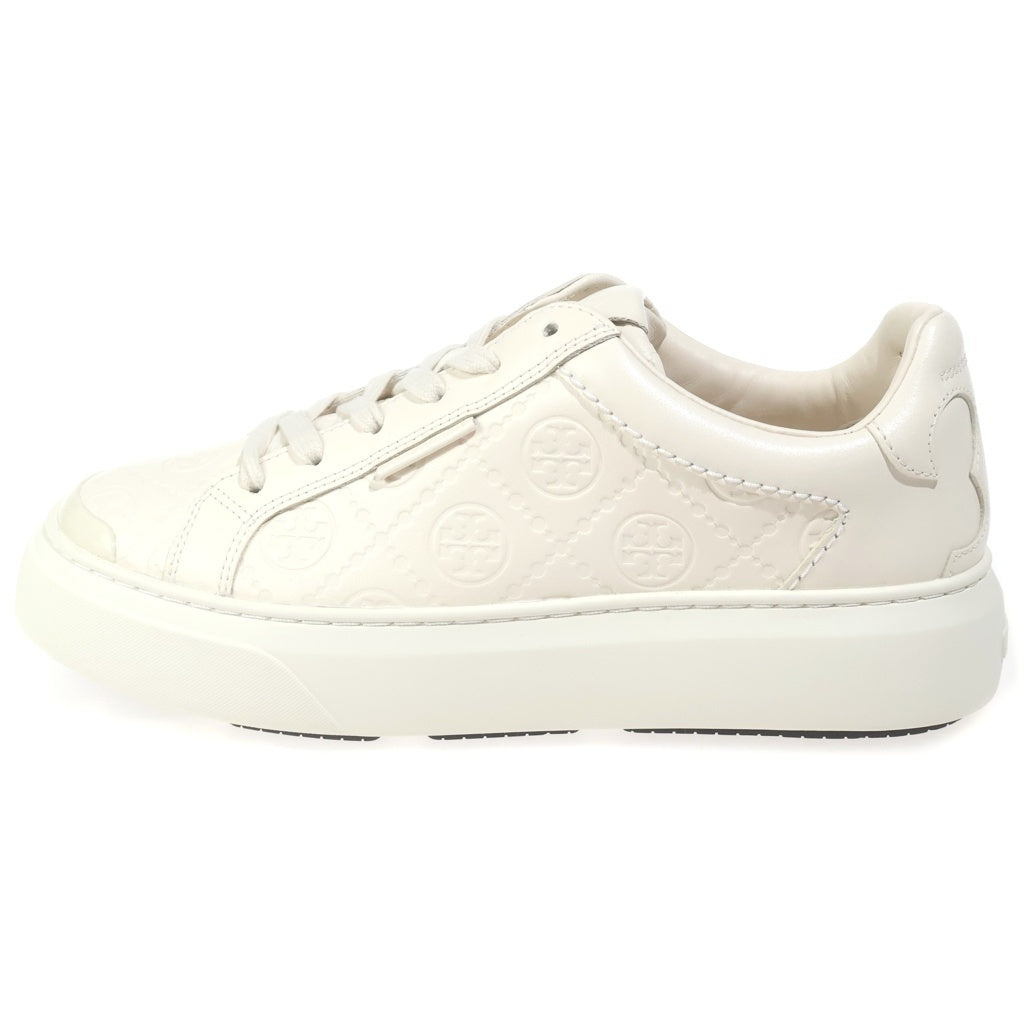TORY BURCH(トリー バーチ) ロゴ モノグラム レザー ローカットスニーカー #9 1/2M アイボリー レディース