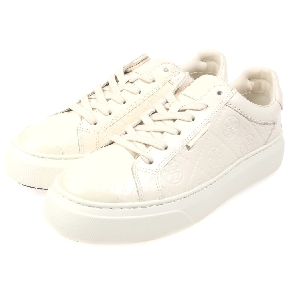 TORY BURCH(トリー バーチ) ロゴ モノグラム レザー ローカットスニーカー #9 1/2M アイボリー レディース