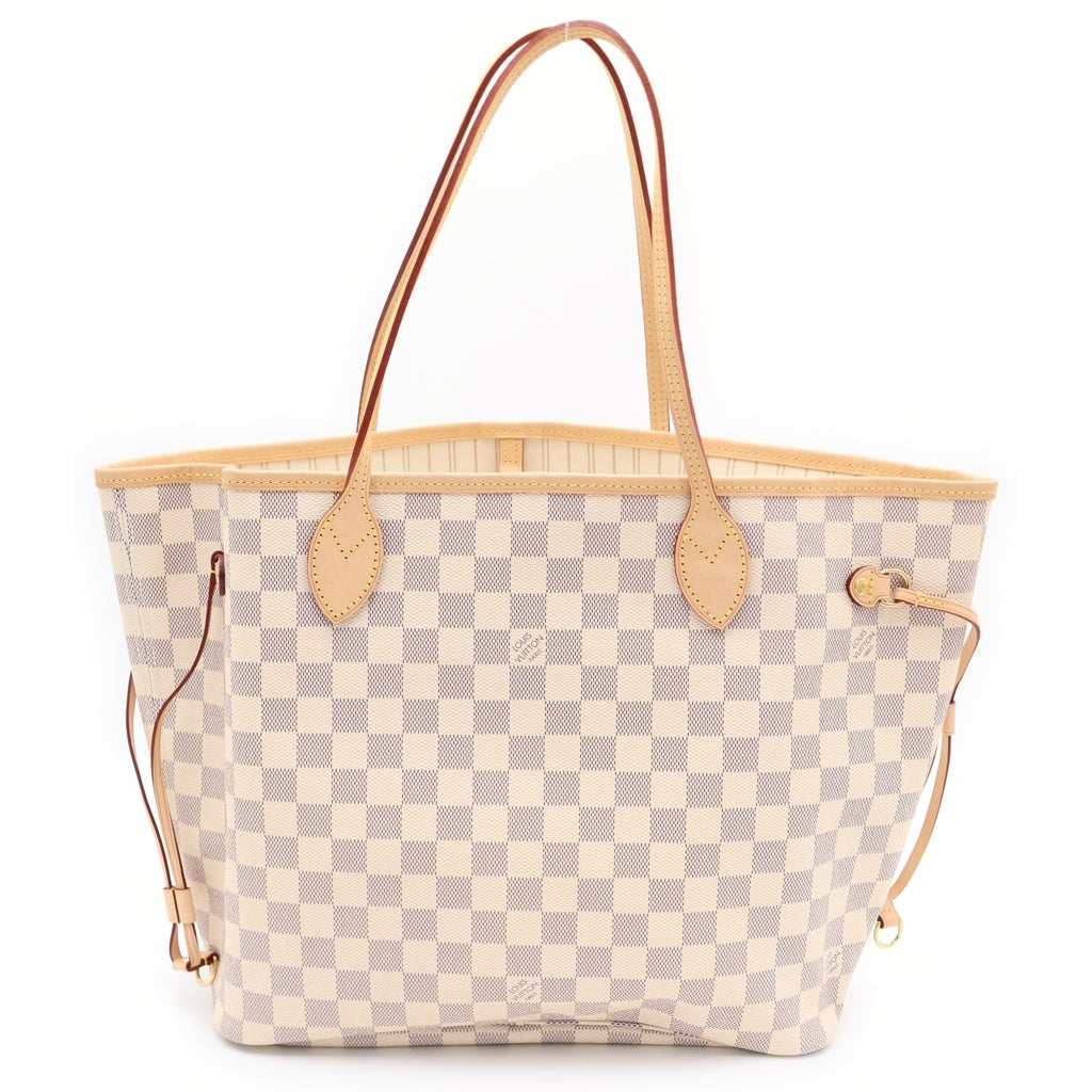 LOUIS VUITTON(ルイヴィトン) ダミエアズール ネヴァーフルMM ハンドバッグ トートバッグ アイボリー×ブラウン N40604 ゴールド金具 レディース