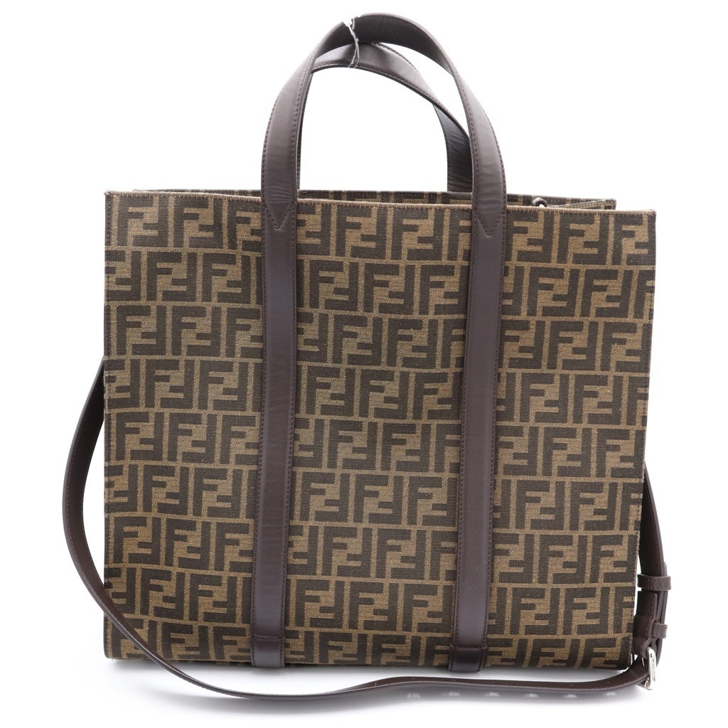 FENDI(フェンディ) ズッカ柄 2WAYトートバッグ ハンドバッグ ショルダーバッグ ブラウン キャンバス×レザー 7VA390 シルバー金具 レディース