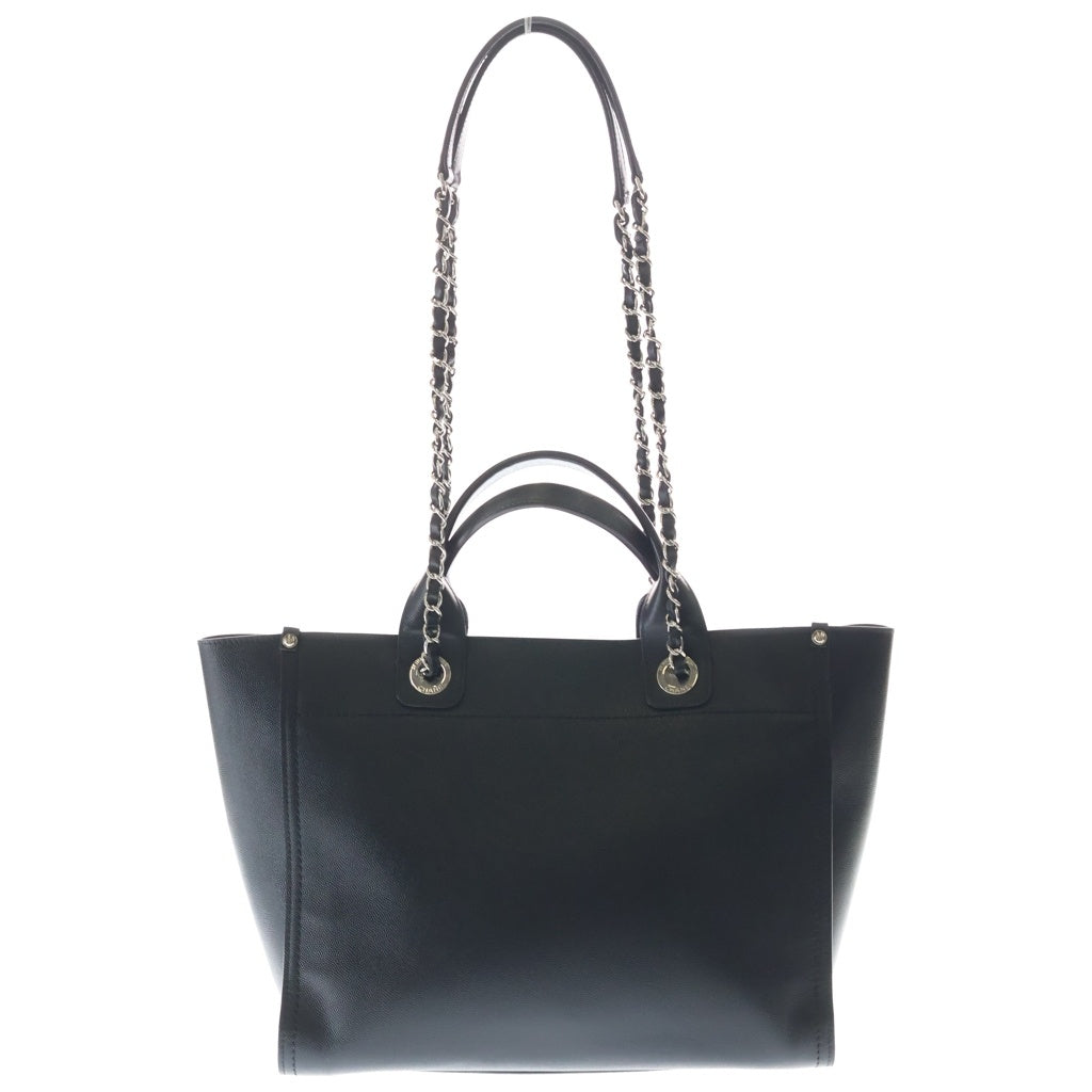 CHANEL(シャネル) ドーヴィルMM チェーントートバッグ ハンドバッグ ショルダーバッグ ブラック キャビアスキン A57069 シルバー金具 レディース