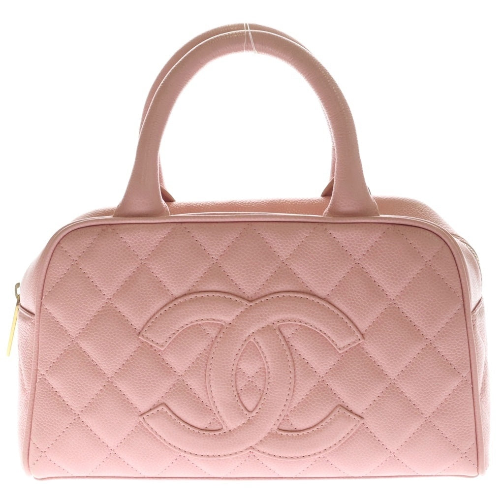 CHANEL(シャネル) マトラッセ ココマーク ミニボストン ゴールド金具 キャビアスキン ピンク レディース