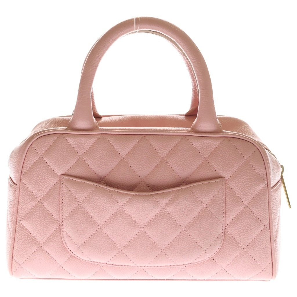 CHANEL(シャネル) マトラッセ ココマーク ミニボストン ゴールド金具 キャビアスキン ピンク レディース