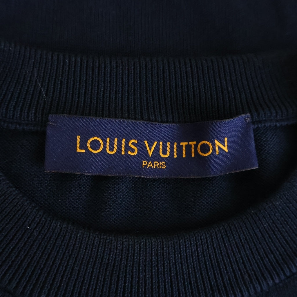 LOUIS VUITTON(ルイヴィトン) 22SS ×NIGO ニゴー インターシャハートロゴ クルーネック プルオーバー 半袖ニット セーター ネイビー RM221M JN5 HMN01W