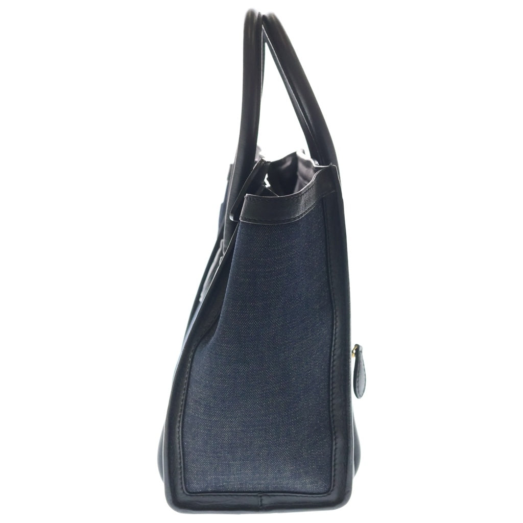 CELINE(セリーヌ) ラゲージ トートバック マイクロ ショッパー デニム レザー ブラック レディース