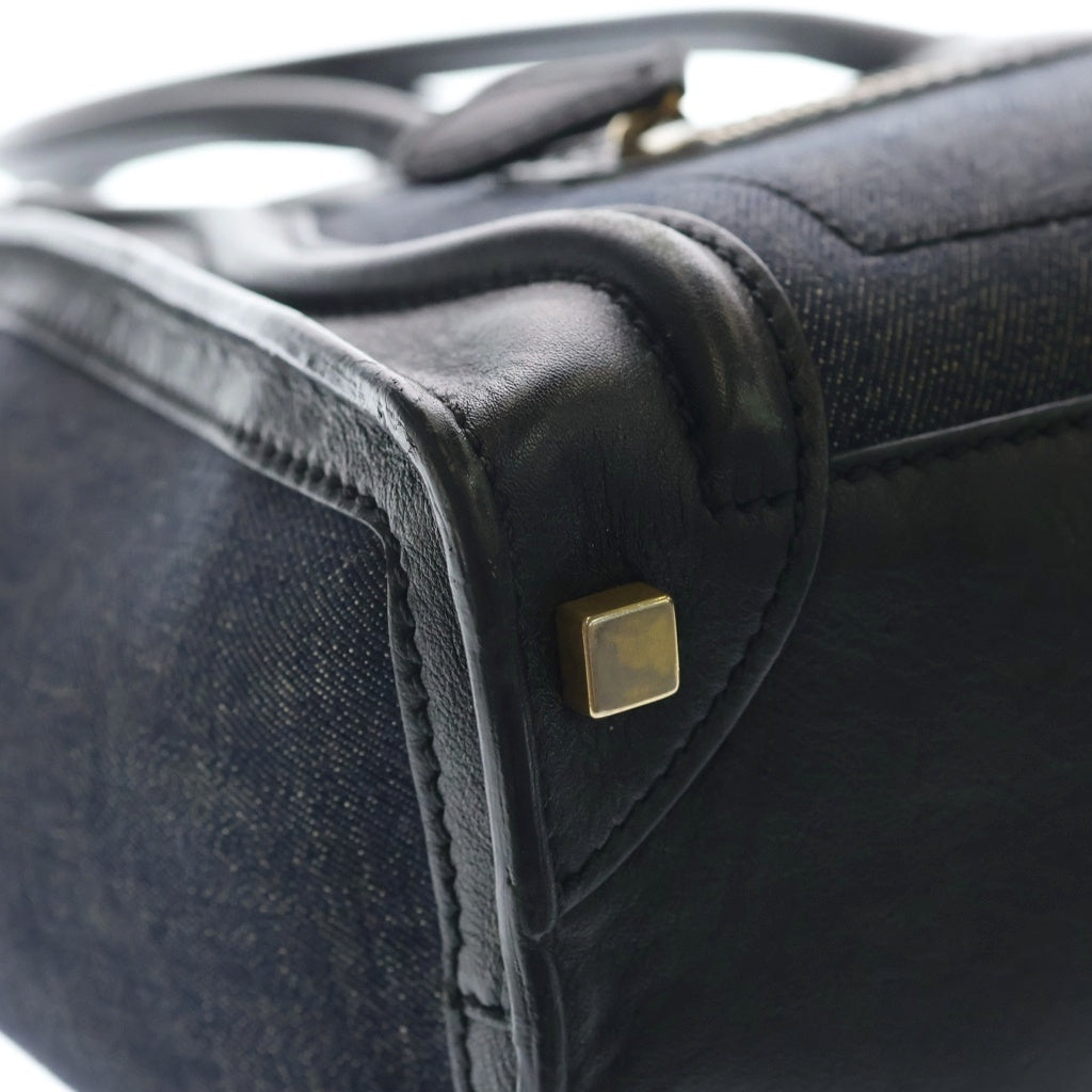 CELINE(セリーヌ) ラゲージ トートバック マイクロ ショッパー デニム レザー ブラック レディース