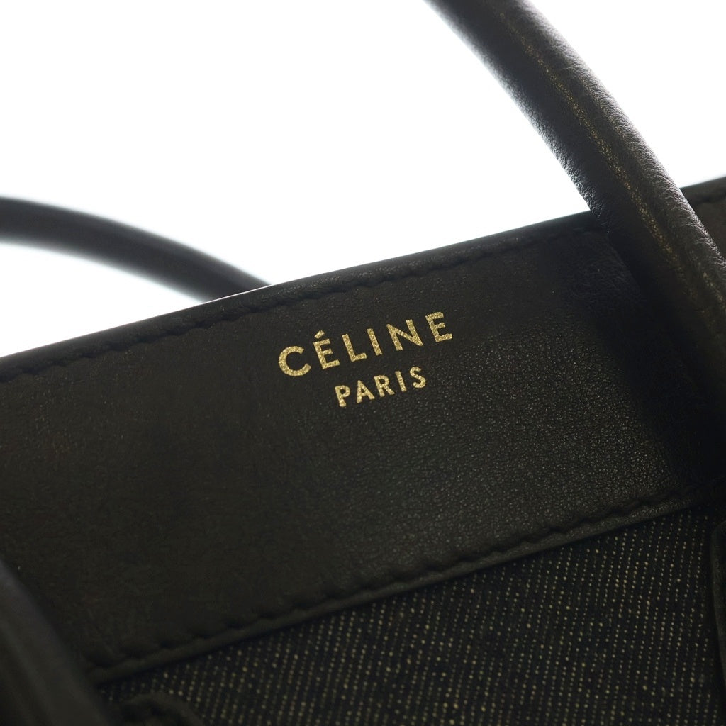 CELINE(セリーヌ) ラゲージ トートバック マイクロ ショッパー デニム レザー ブラック レディース
