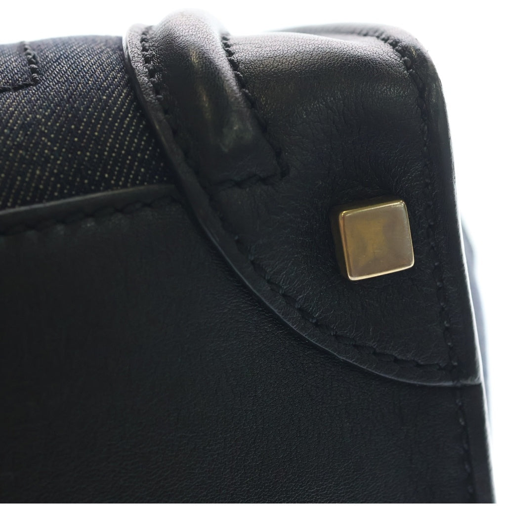 CELINE(セリーヌ) ラゲージ トートバック マイクロ ショッパー デニム レザー ブラック レディース