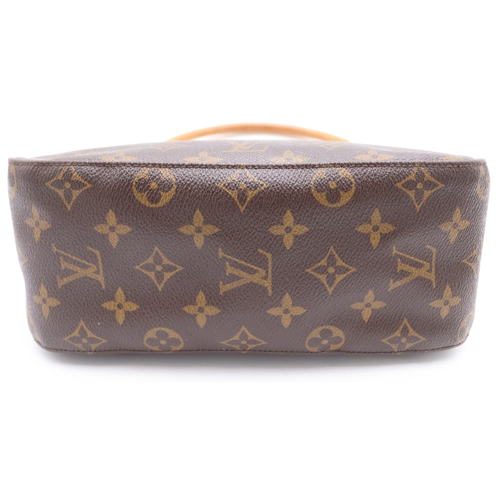 LOUIS VUITTON(ルイヴィトン) モノグラム ルーピングMM ショルダーバッグ ハンドバッグ ブラウン レザー×PVC M51146 ゴールド金具 レディース