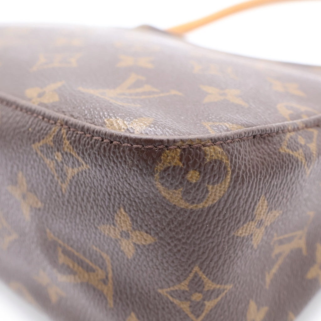 LOUIS VUITTON(ルイヴィトン) モノグラム ルーピングMM ショルダーバッグ ハンドバッグ ブラウン レザー×PVC M51146 ゴールド金具 レディース