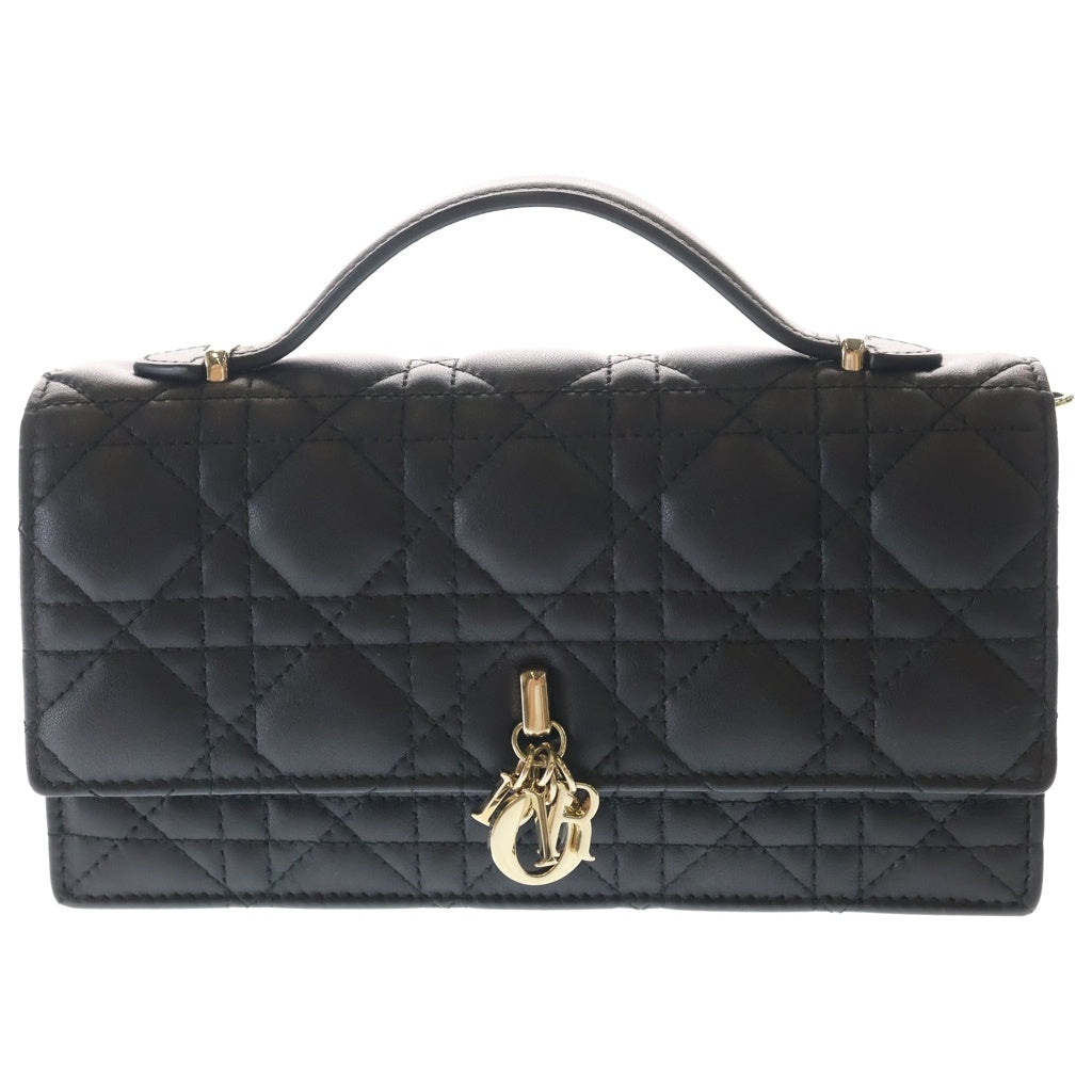 Christian Dior(クリスチャンディオール) マイディオール チェーンショルダーバッグ ミニバッグ ブラック レザー ゴールド金具 レディース