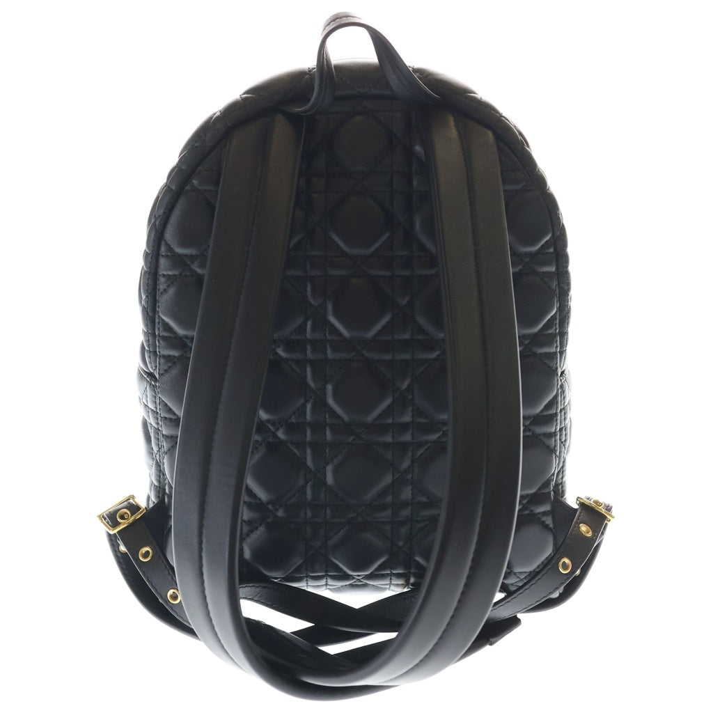 Christian Dior(クリスチャンディオール) カナージュ リュックサック バックパック ブラック レザー M9222UNGF ゴールド金具 レディース