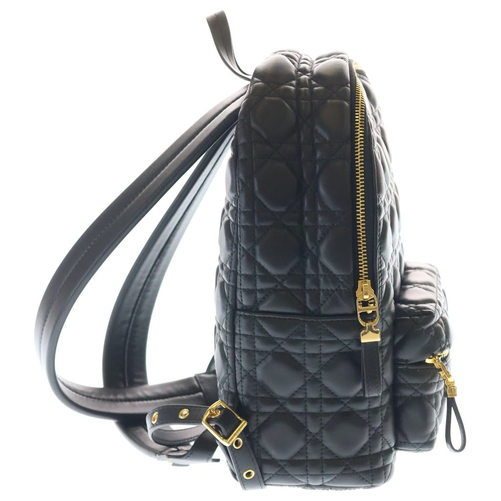 Christian Dior(クリスチャンディオール) カナージュ リュックサック バックパック ブラック レザー M9222UNGF ゴールド金具 レディース