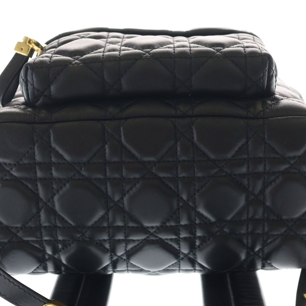 Christian Dior(クリスチャンディオール) カナージュ リュックサック バックパック ブラック レザー M9222UNGF ゴールド金具 レディース