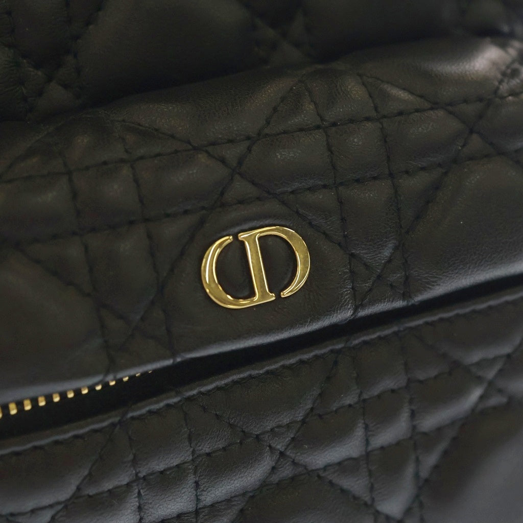 Christian Dior(クリスチャンディオール) カナージュ リュックサック バックパック ブラック レザー M9222UNGF ゴールド金具 レディース