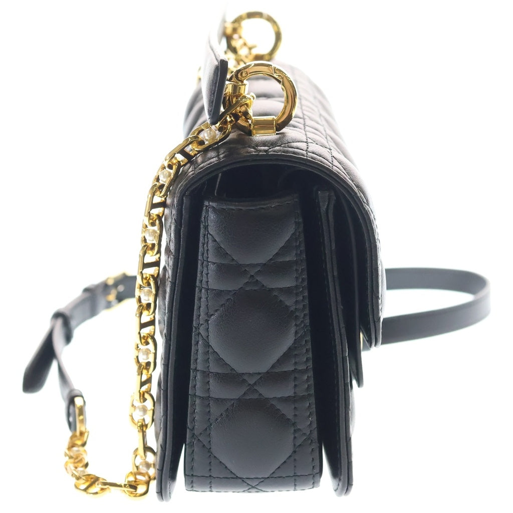 Christian Dior(クリスチャンディオール) ジョリー チェーンショルダーバッグ ブラック レザー M9271UBHI ゴールド金具 レディース
