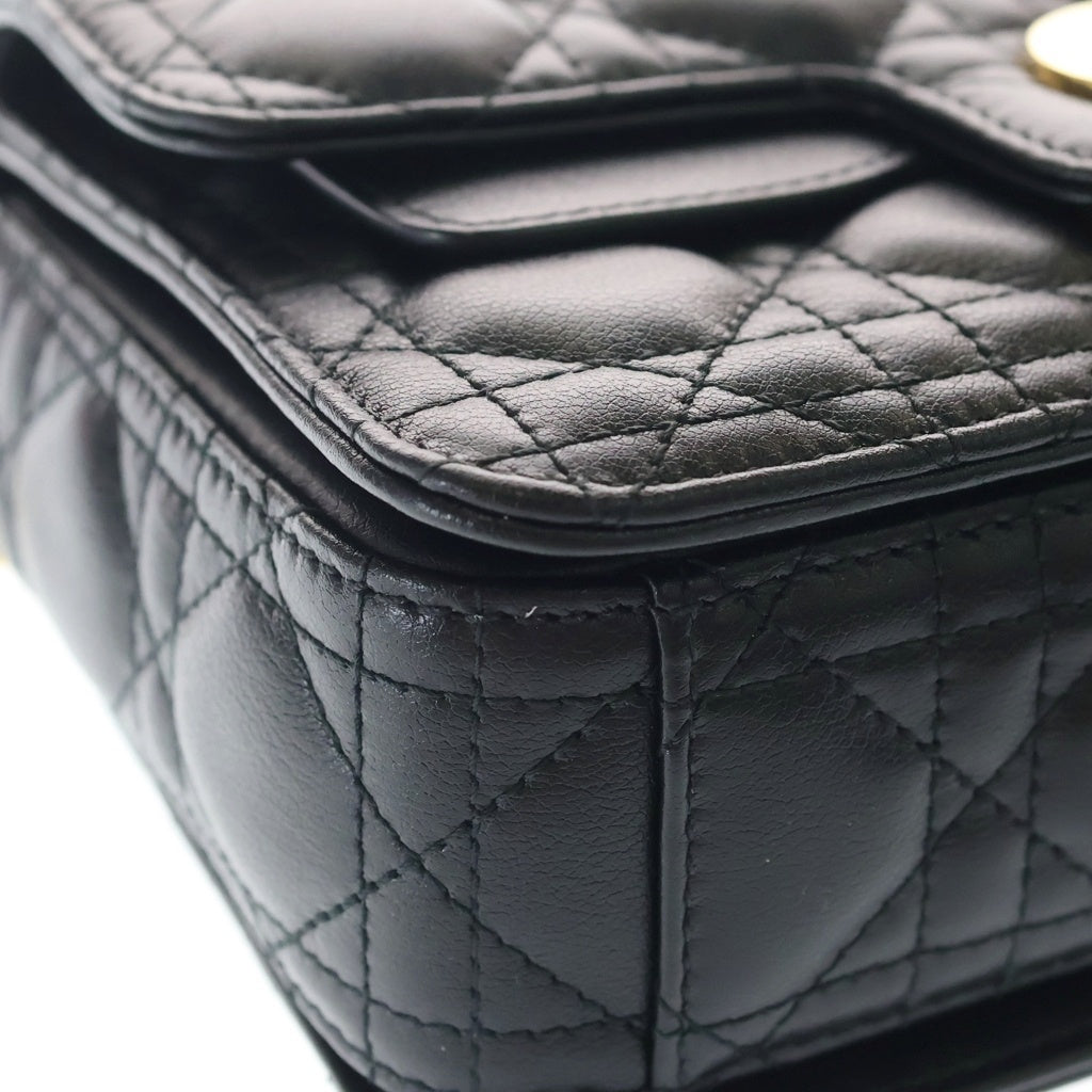 Christian Dior(クリスチャンディオール) ジョリー チェーンショルダーバッグ ブラック レザー M9271UBHI ゴールド金具 レディース