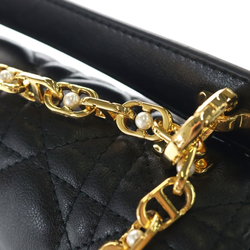 Christian Dior(クリスチャンディオール) ジョリー チェーンショルダーバッグ ブラック レザー M9271UBHI ゴールド金具 レディース