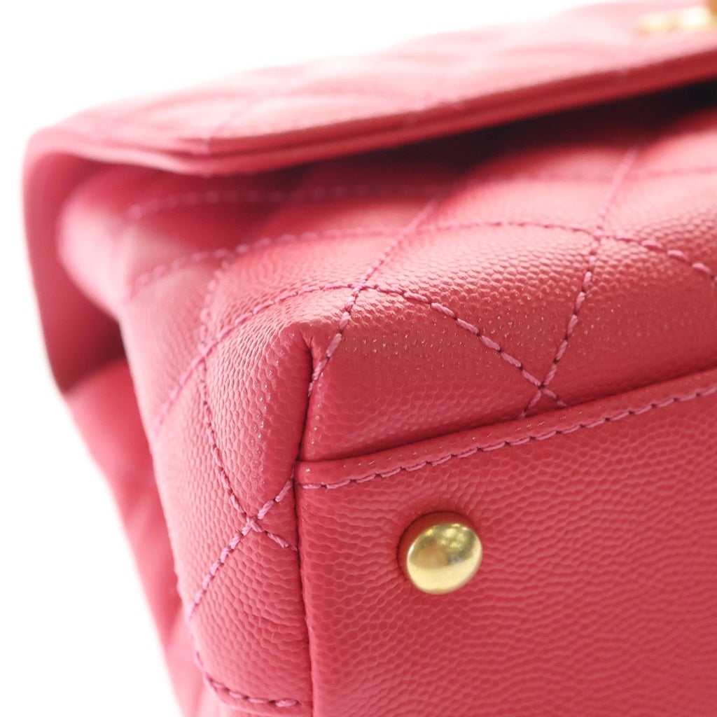 CHANEL(シャネル) ココハンドル 2WAYハンドバッグ ショルダーバッグ ミニバッグ ピンク キャビアスキン ゴールド金具 レディース