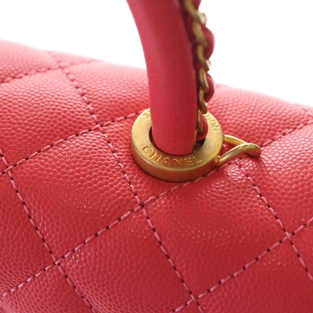 CHANEL(シャネル) ココハンドル 2WAYハンドバッグ ショルダーバッグ ミニバッグ ピンク キャビアスキン ゴールド金具 レディース