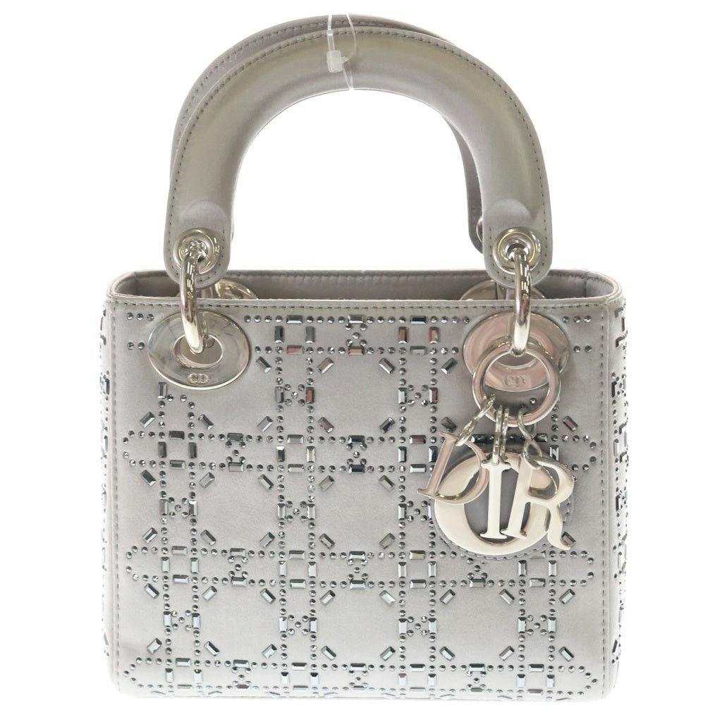 Christian Dior(クリスチャンディオール) レディディオール ラインストーン 2WAYハンドバッグ ショルダーバッグ グレー シルバー金具 レディース