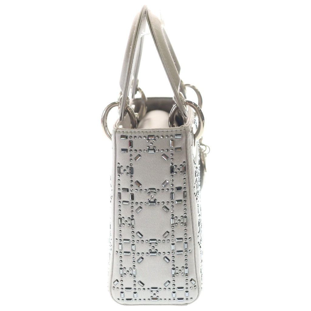 Christian Dior(クリスチャンディオール) レディディオール ラインストーン 2WAYハンドバッグ ショルダーバッグ グレー シルバー金具 レディース